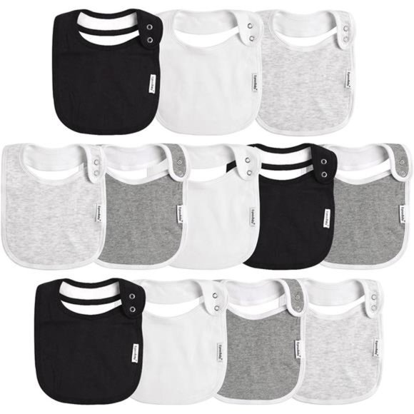 Baby Snap Bibs for Boys & Girls,12 Pack Drooling Bibs for Infants, Newborns